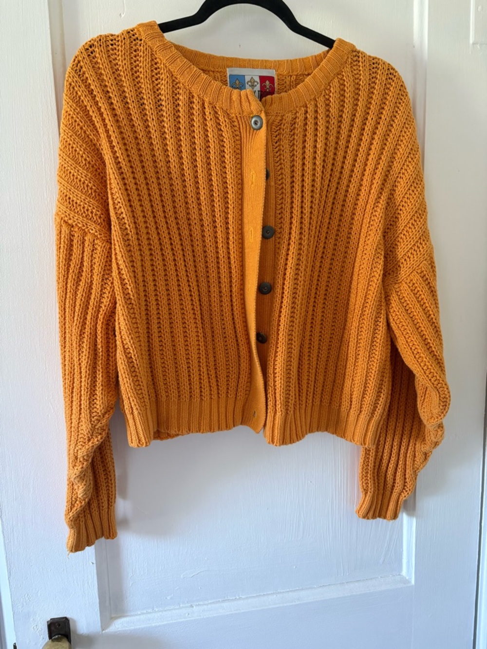 Vintage Mustard Knit Button-Front Women's Cardigan